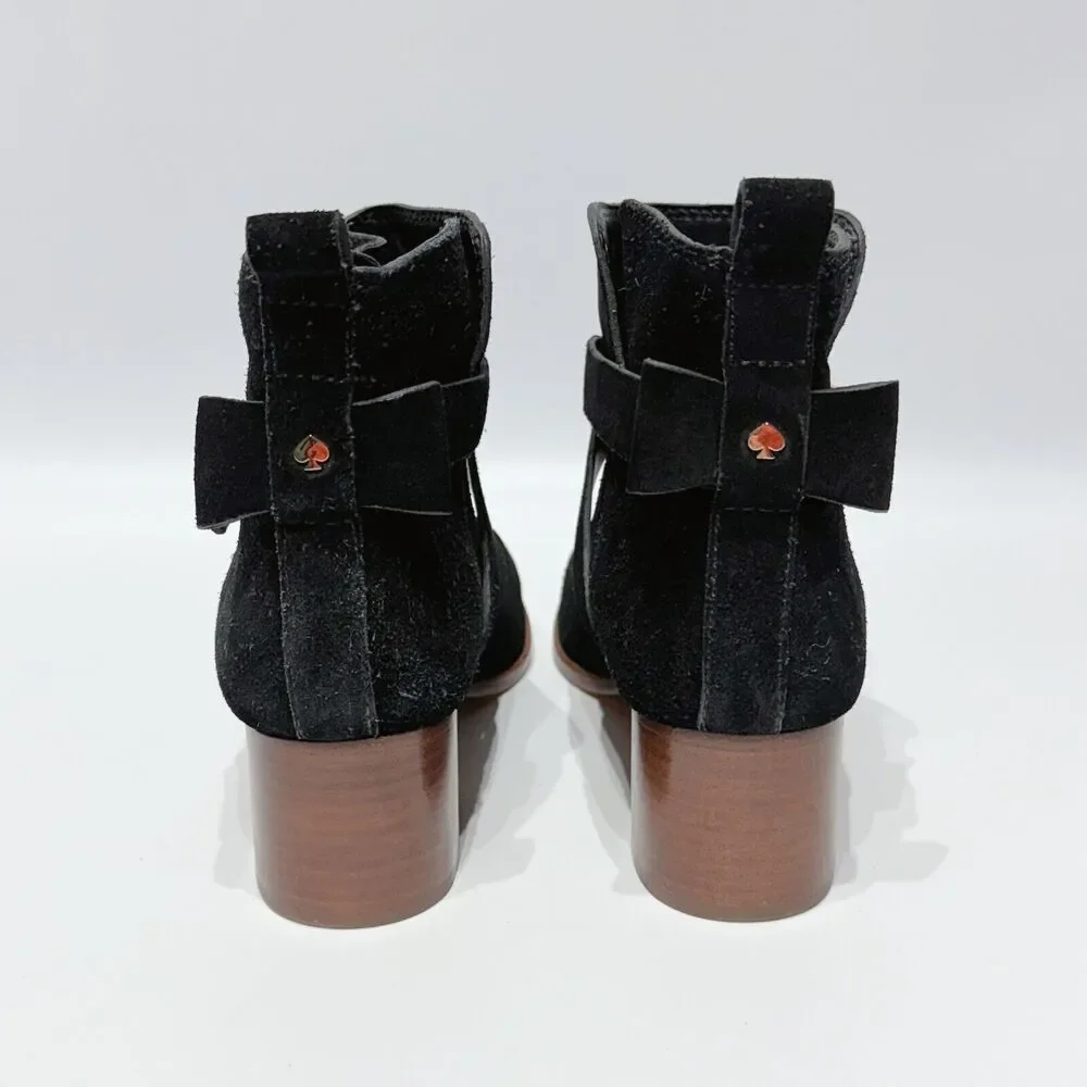 Kate Spade Polly Black Suede Buckle Strap Ankle Booties Boots Women’s Size 8M